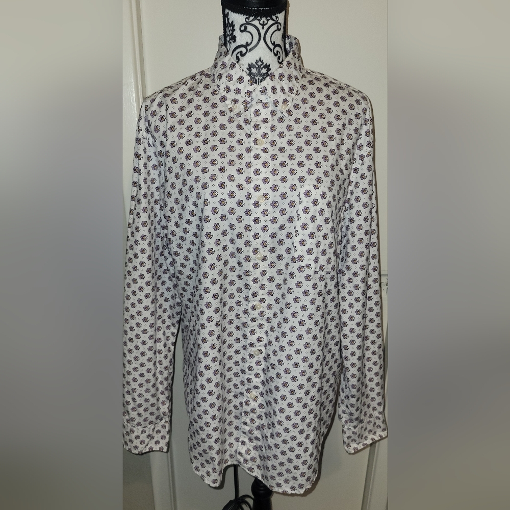 J. Crew Stretch Secret Wash Shirting Cotton Poplin Button Down Shirt Sz L Floral